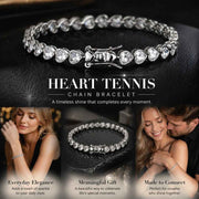 4*4mm Heart Bezel Set Tennis Bracelet, Copper Inlaid Zircon Hip Hop Single Line Bracelet, Romantic Couple Gift, 7 Inch 18cm Silver Tone In Australia - Darrahopens