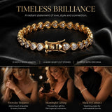 4*4mm Heart Packed Tennis Link Bracelet, Copper CZ Single Row Hip Hop Bangle, Couple Festival Present, 8 Inch 20cm Gold Tone In Australia - Darrahopens