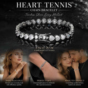 4*4mm Heart Encrusted Tennis Chain Wristband, Copper Zircon Hip Hop Bracelet For Lovers, Daily Gifting Option, 8 Inch 20cm Silver Tone In Australia - Darrahopens