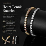 4*4mm Heart Encrusted Tennis Chain Wristband, Copper Zircon Hip Hop Bracelet For Lovers, Daily Gifting Option, 8 Inch 20cm Silver Tone In Australia - Darrahopens