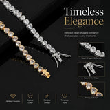 4*4mm Heart Bezel Tennis Bracelet, Copper Single Row Zircon Hip Hop Jewelry, Sweet Couple Holiday Gift, 9 Inch 23cm Gold Tone In Australia - Darrahopens