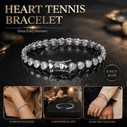 4*4mm Heart Inlaid Single Row Tennis Bracelet, Copper Zircon Hip Hop Couple Wristband, Ideal Holiday Gift, 6 Inch 16cm Silver Tone In Australia - Darrahopens