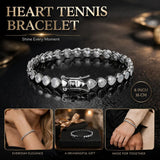 4*4mm Heart Inlaid Single Row Tennis Bracelet, Copper Zircon Hip Hop Couple Wristband, Ideal Holiday Gift, 6 Inch 16cm Silver Tone In Australia - Darrahopens