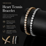 4*4mm Heart Inlaid Single Row Tennis Bracelet, Copper Zircon Hip Hop Couple Wristband, Ideal Holiday Gift, 6 Inch 16cm Silver Tone In Australia - Darrahopens