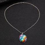 Retro Oval Cabochon Glass Alloy Necklace, Silver Tone Plating, Ideal Birthday Present For Date Night Outing In Australia - Darrahopens