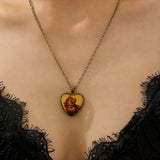 Vintage Oval Time Gem Glass Alloy Pendant Necklace, Antique Bronze Tone, Unique Vintage Gift For Evening Gathering In Australia - Darrahopens