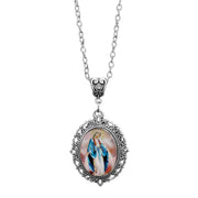 Elegant Oval Time Gem Glass Alloy Charm Necklace, Antique Silver Finish, Exquisite Gift For Anniversary & Cocktail Party In Australia - Darrahopens