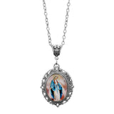 Elegant Oval Time Gem Glass Alloy Charm Necklace, Antique Silver Finish, Exquisite Gift For Anniversary & Cocktail Party