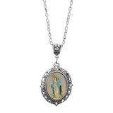 Trendy Oval Time Gem Glass Alloy Neck Chain, Antique Silver Plating, Versatile Decor Gift For Holiday Dinner Party