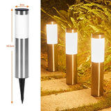 Column Solar Powered Garden Path Light, Weatherproof Stainless Steel LED Yard Lamp, Silver Warm White, 56.5x8cm, Romantic Backyard Party Accessory Present In Australia - Darrahopens