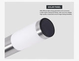 Column Solar Powered Garden Path Light, Weatherproof Stainless Steel LED Yard Lamp, Silver Warm White, 56.5x8cm, Romantic Backyard Party Accessory Present