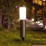 Mini Solar Column Garden Lamp, All-Weather Stainless Steel LED Outdoor Light, Black Warm White, 37x6cm, Sweet Wedding Courtyard Present