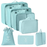 Travel Storage Bags, Clothing Packing Organizer For Suitcase, Upgraded 7 Pcs Travel Organiser Set, Light Blue, Practical Holiday Travel Gift In Australia - Darrahopens