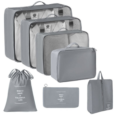 Portable Travel Clothing Organizer Bags, Suitcase Packing Pouches For Travel Trip, Upgraded 7 Pcs Collection, Grey, Ideal Housewarming Travel Gift In Australia - Darrahopens