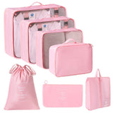 Multi-Size Travel Packing Bags, Garment & Lingerie Storage Organizer For Luggage, Upgraded 7 Pcs Set, Pink, Lovely Travel Surprise Gift In Australia - Darrahopens