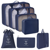 Travel Suitcase Clothes Organiser Pouches, Lightweight Travel Storage Kit For Outings, Upgraded 7 Pcs Pack, Navy Blue, Great Business Trip Gift