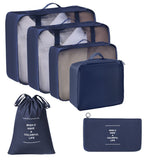 Multi-Purpose Travel Clothes Organizer Bags, Luggage Underwear Storage Pouches For Journey, 6 Pcs Pack, Navy Blue, Perfect Weekend Getaway Gift