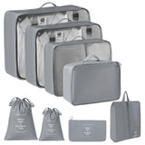 Suitcase Garment Sorting Storage Bags, 8 Pcs Travel Packing Kit With Double Drawstring Pouches, Grey, Convenient Camping Travel Gift In Australia - Darrahopens