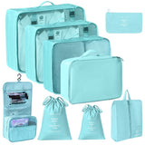 Lightweight Travel Garment Organizer Set, 9 Pcs Packing Kit With Dual Drawstring Sacks & Hanging Toiletry Bag, Bright Blue, Stylish Outdoor Journey Gift In Australia - Darrahopens