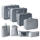 8 Pcs Travel Clothes Sorting Pouches, Suitcase Garment Organizer Kit With Independent Cosmetic Bag, Grey, Convenient Short Journey Gift