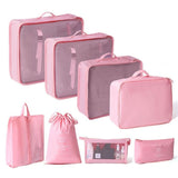 Portable Luggage Packing Organizer Set, 8 Pcs Travel Storage Pouches Including Makeup Pouch, Pink, Lovely Weekend Getaway Gift