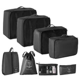 8 Pcs Travel Clothes Sorting Storage Set, Suitcase Garment Pouches With Independent Cosmetic Bag, Black, Versatile Short Vacation Gift