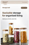 Natural Bamboo Lid Glass Storage Canister, Airtight Moisture Resistant Kitchen Jar, 6.5cm*18cm, 500ml, Practical Family Kitchen Gift