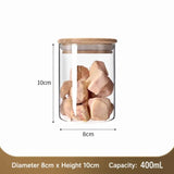 Sealed Glass Food Storage Jar With Bamboo Lid, Moisture Proof Kitchen Container, 8cm*10cm, 400ml, Nice Daily Home Gift