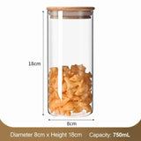 Kitchen Airtight Glass Storage Canister, Natural Bamboo Lid Transparent Container, 8cm*18cm, 750ml, Practical Household Storage Gift In Australia - Darrahopens