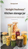 Kitchen Airtight Glass Storage Canister, Natural Bamboo Lid Transparent Container, 8cm*18cm, 750ml, Practical Household Storage Gift