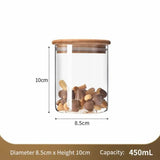Transparent Airtight Glass Canister With Bamboo Lid, Kitchen Moisture Resistant Storage Jar, 8.5cm*10cm, 450ml, Wonderful Kitchen Gift