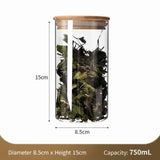 Airtight Glass Ingredient Jar, Food Safe Canister With Natural Bamboo Cover, 8.5cm*15cm, 750ml, Premium Home Kitchen Gift