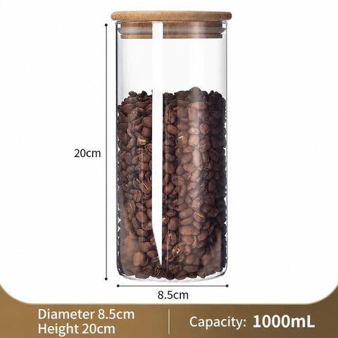 Large Capacity Airtight Glass Jar, Transparent Food Container With Bamboo Lid, 8.5cm*20cm, 1000ml, Perfect Kitchen Storage Gift In Australia - Darrahopens