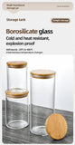 Big Capacity Airtight Glass Canister, Bamboo Lid Transparent Kitchen Storage Jar, 10cm*20cm, 1400ml, Stylish Household Gift