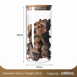 Kitchen Large Clear Glass Storage Jar, Sealed Bamboo Lid Food Container, 10cm*25cm, 1750ml, Premium Home Storage Gift