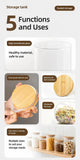 Kitchen Large Clear Glass Storage Jar, Sealed Bamboo Lid Food Container, 10cm*25cm, 1750ml, Premium Home Storage Gift