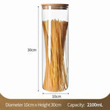 Oversize Airtight Glass Canister With Bamboo Lid, Moisture Proof Kitchen Organizer Jar, 10cm*30cm, 2100ml, Wonderful Family Kitchen Gift