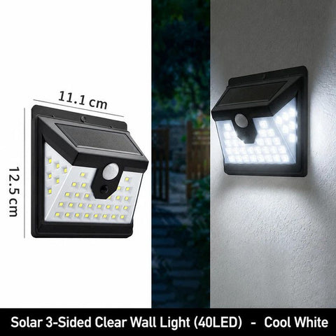 Solar LED Wall Light With Motion Sensor, Waterproof Outdoor Lighting, 3-Sided Transparent Design, Ideal For Courtyard & Garden Decor, Nice Housewarming Gift