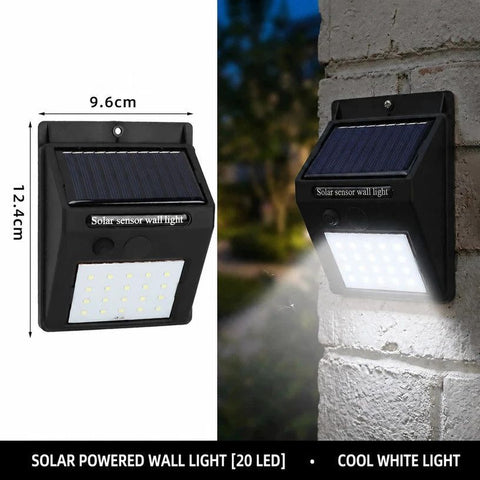 Solar LED Wall Light, Single Side 20 LED, Human Motion Induction, Weatherproof Courtyard Lamp, Thoughtful Outdoor Home Gift