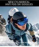 UV Protection Spherical Ski Goggles, Anti-Fog Windproof Snow Sports Protective Glasses, Fluorescent Green Strap Colorful Lens, Perfect Outdoor Winter Gift