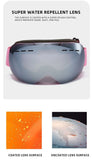 Outdoor Windproof Spherical Snow Goggles, Anti UV Anti-Fog Ski Protective Eyewear For Snowboarding, White Strap Transparent Grey Lens, Versatile Winter Sports Gift