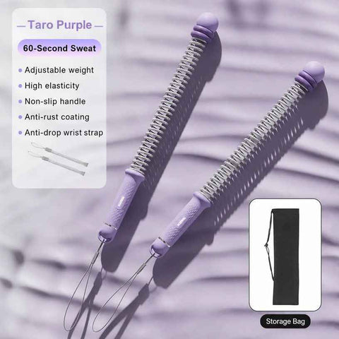 No Cable Training Battle Rope, 3.09 Lbs A Pair, 16.93in Purple, Cordless Spring Workout Rope For Body Shaping, With Storage Bag, Perfect Home Gym Gift
