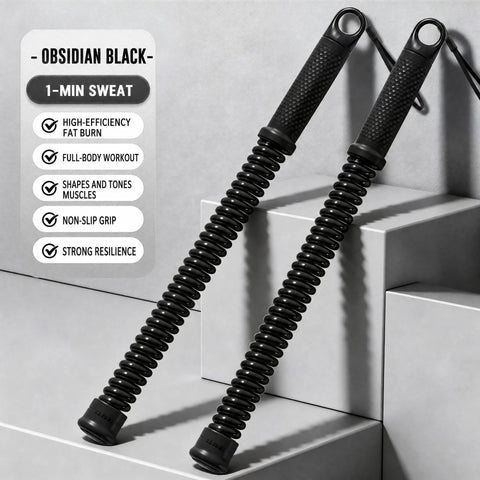 No Cord Spring Battle Rope, 2.18 Lbs A Pair, 16.93in Black, Indoor Outdoor Arm & Muscle Fitness Training Swing Rope, Compact Workout Equipment