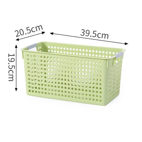 Narrow Plastic Storage Basket, Large Size, 15.75x8.07x7.68in, Green, Versatile Organizer For Pantry & Bedroom, Practical Home Organizing Gift