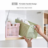 Narrow Plastic Storage Basket, Large Size, 15.75x8.07x7.68in, Green, Versatile Organizer For Pantry & Bedroom, Practical Home Organizing Gift