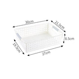 Shallow Plastic Storage Basket, Medium Size, 11.81x8.46x3.35in, White, Desk & Kitchen Organizer For Sundries, Elegant Housewarming Gift