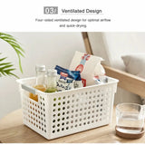 Narrow Plastic Storage Basket, Large Size, 15.75x8.07x7.68in, Blue, Pantry & Cabinet Storage Bin, Convenient Kitchen Organizer Gift