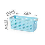Narrow Plastic Storage Basket, Small Size, 11.42x5.31x4.92in, Blue, Multi-Purpose Organizer For Desk & Fridge, Handy Household Gift