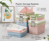 Narrow Plastic Storage Basket, Small Size, 11.42x5.31x4.92in, Blue, Multi-Purpose Organizer For Desk & Fridge, Handy Household Gift