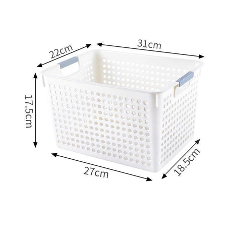Tall Plastic Storage Basket, Medium Size, 12.20x8.66x6.89in, White, Multi-Purpose Deep Storage Container, Ideal Family Organizing Gift